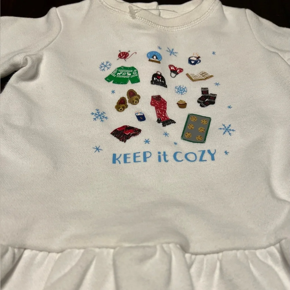 Ralph Lauren Baby Girl White Polo Fleece Crewneck Dress Size 6 months